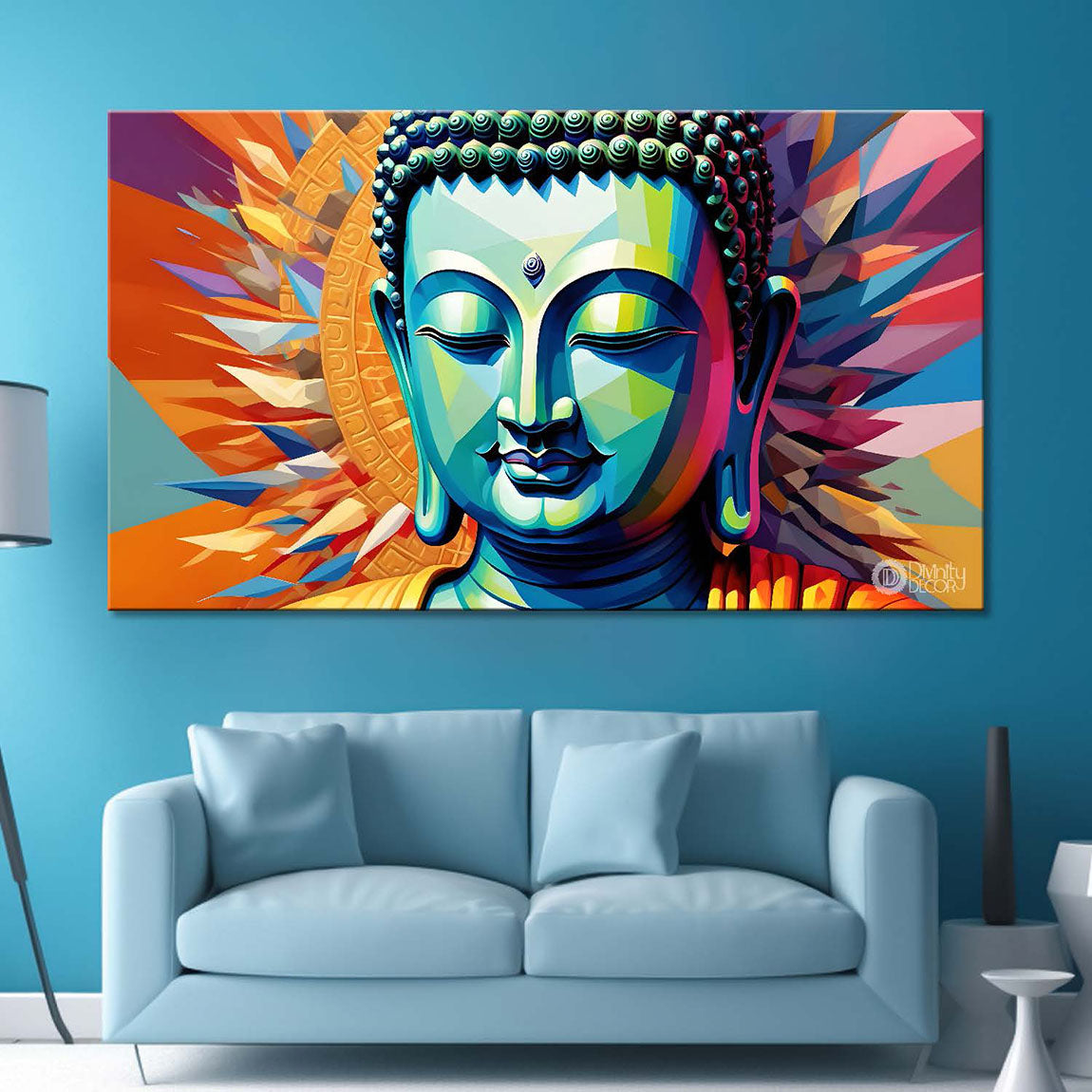Buddha with colorful background textured painting Canvas Wall Painting - Buddha-332