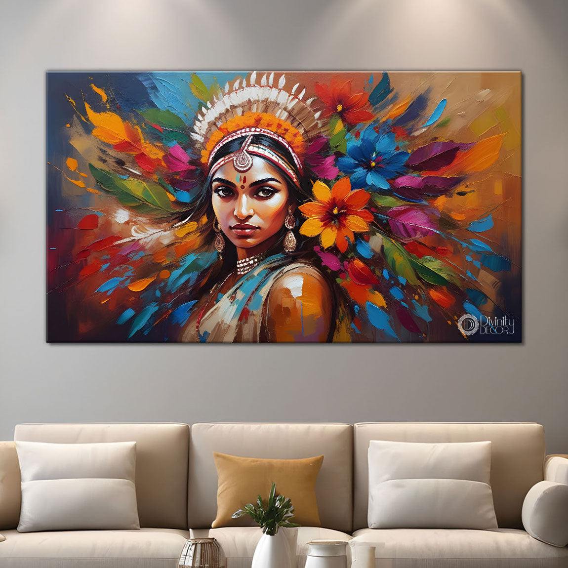 Tribal lady face modern art Canvas Painting - Design - Modern-L-332