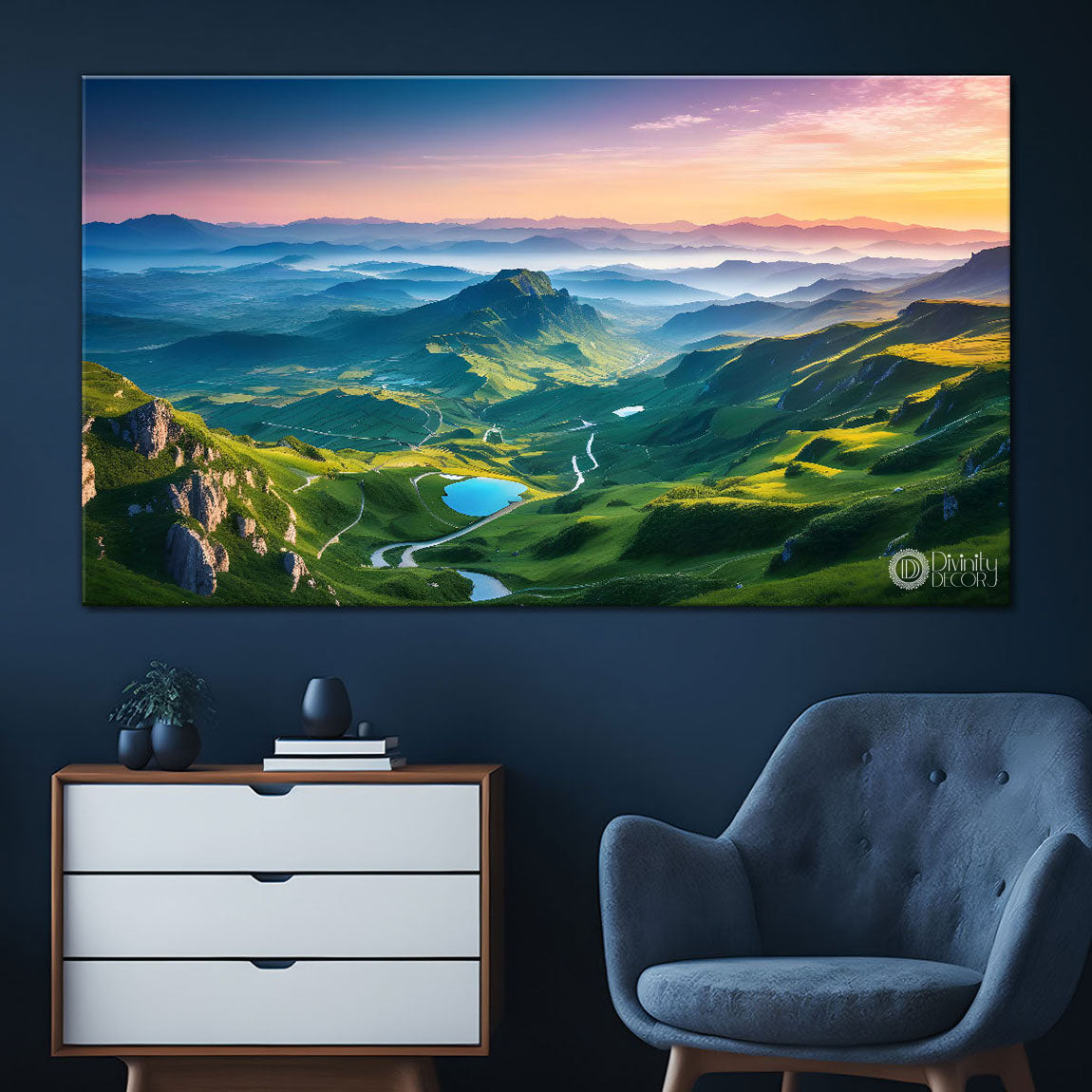 Mountains and greenery painting Canvas Painting - Nature Art -337