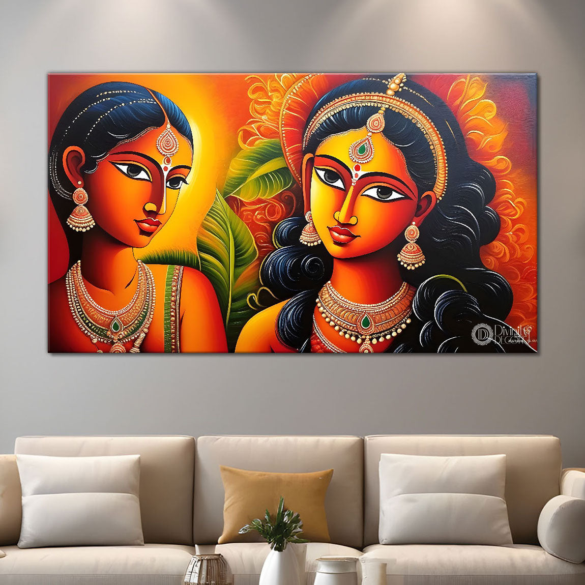 Beautiful women with colorful background modern art Canvas Painting - Design - Modern-L-343
