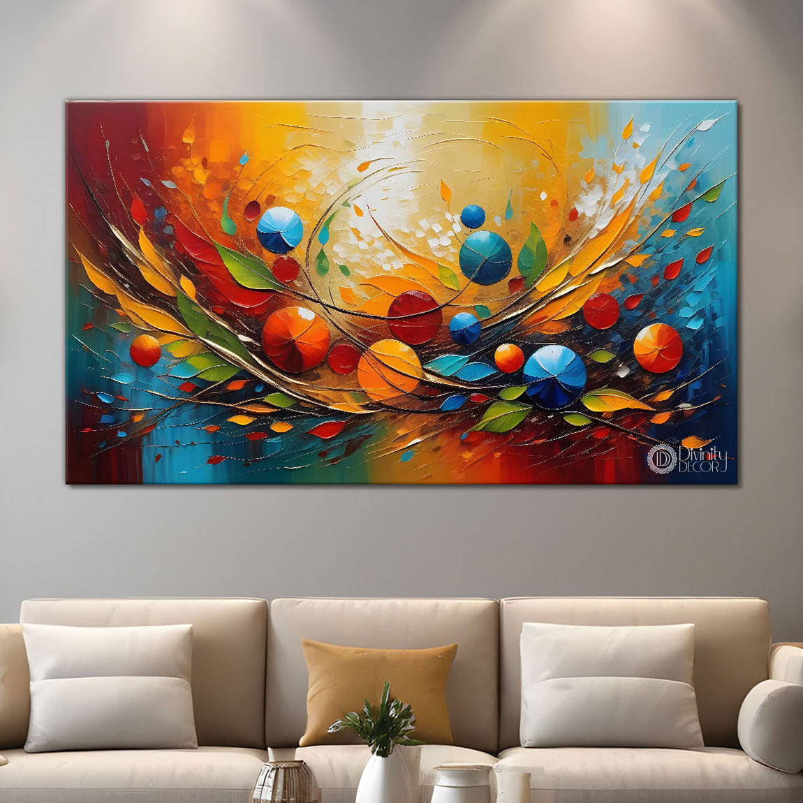 Colorful textured oil painting Canvas Painting - Design - Modern-L-344