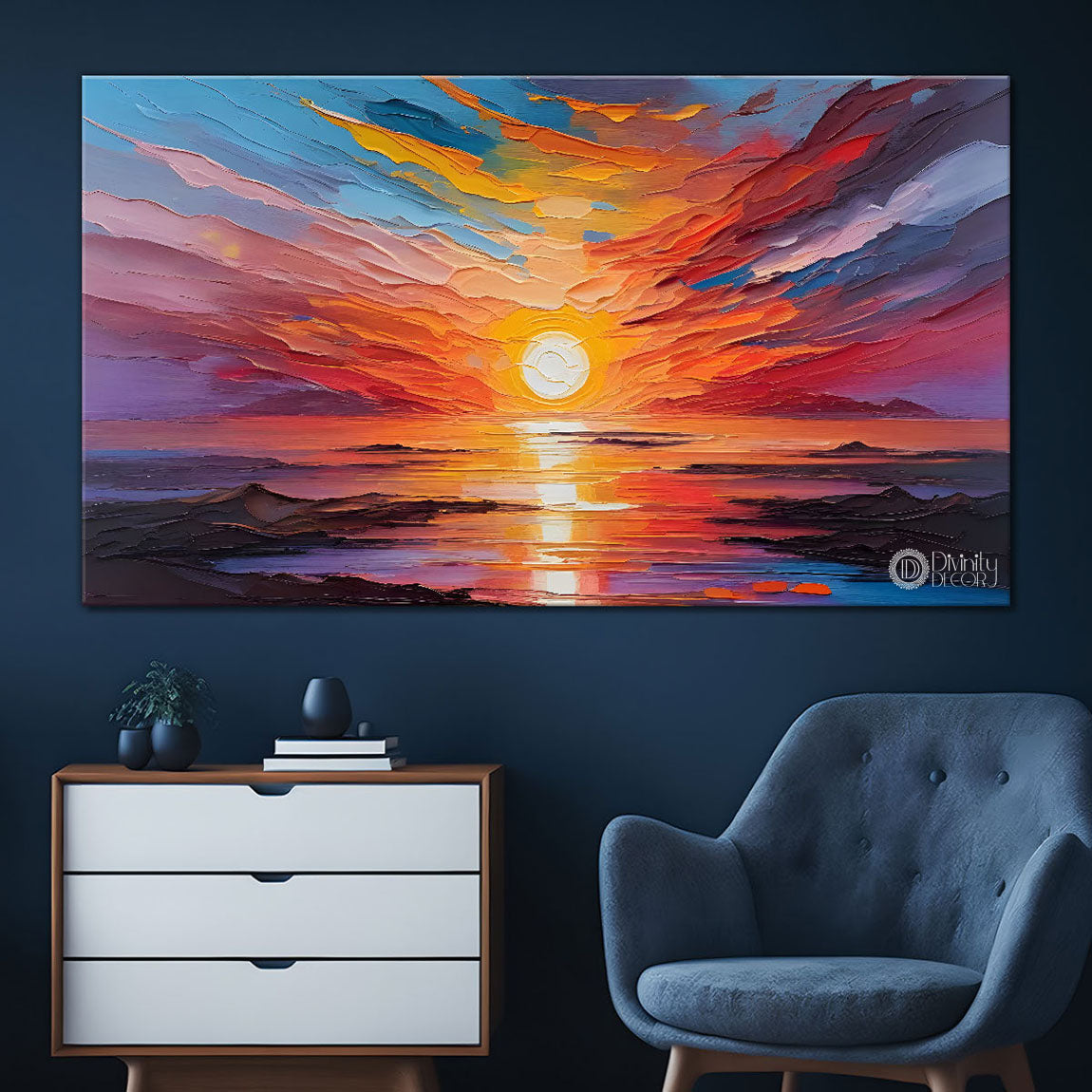 Sunrise view textured painting Canvas Painting - Nature Art -345