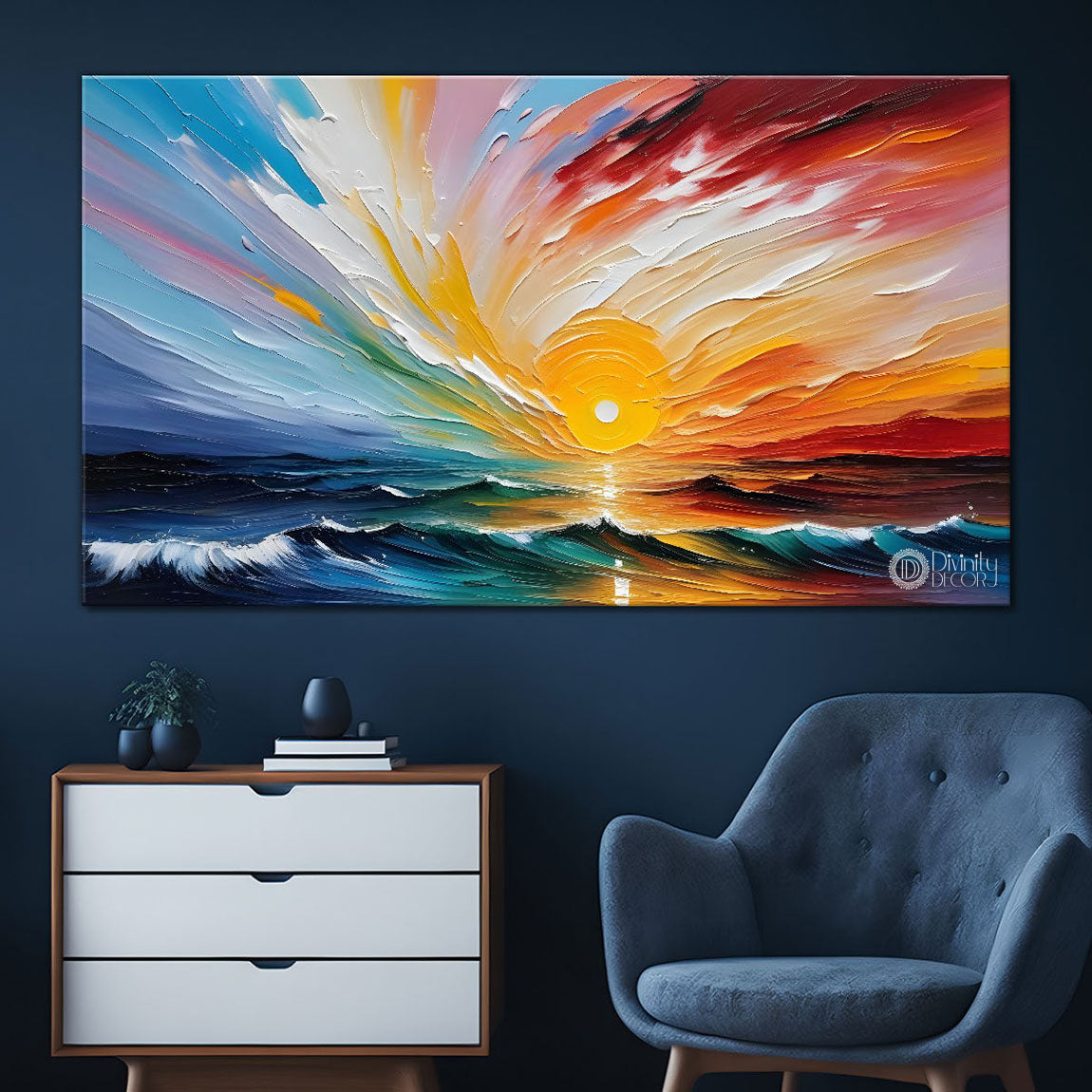 Sunrise view textured painting Canvas Painting - Nature Art -349