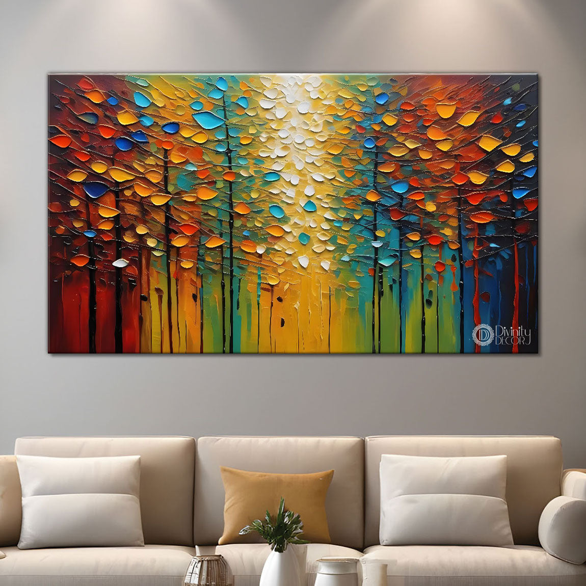 Tree in textured modern art Canvas Painting - Design - Modern-L-351