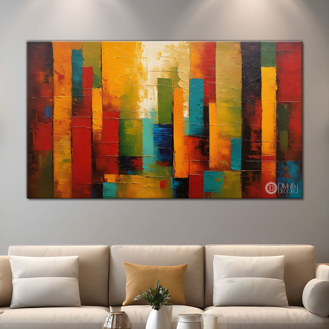 Colorful textured oil painting Canvas Painting - Design - Modern-L-352