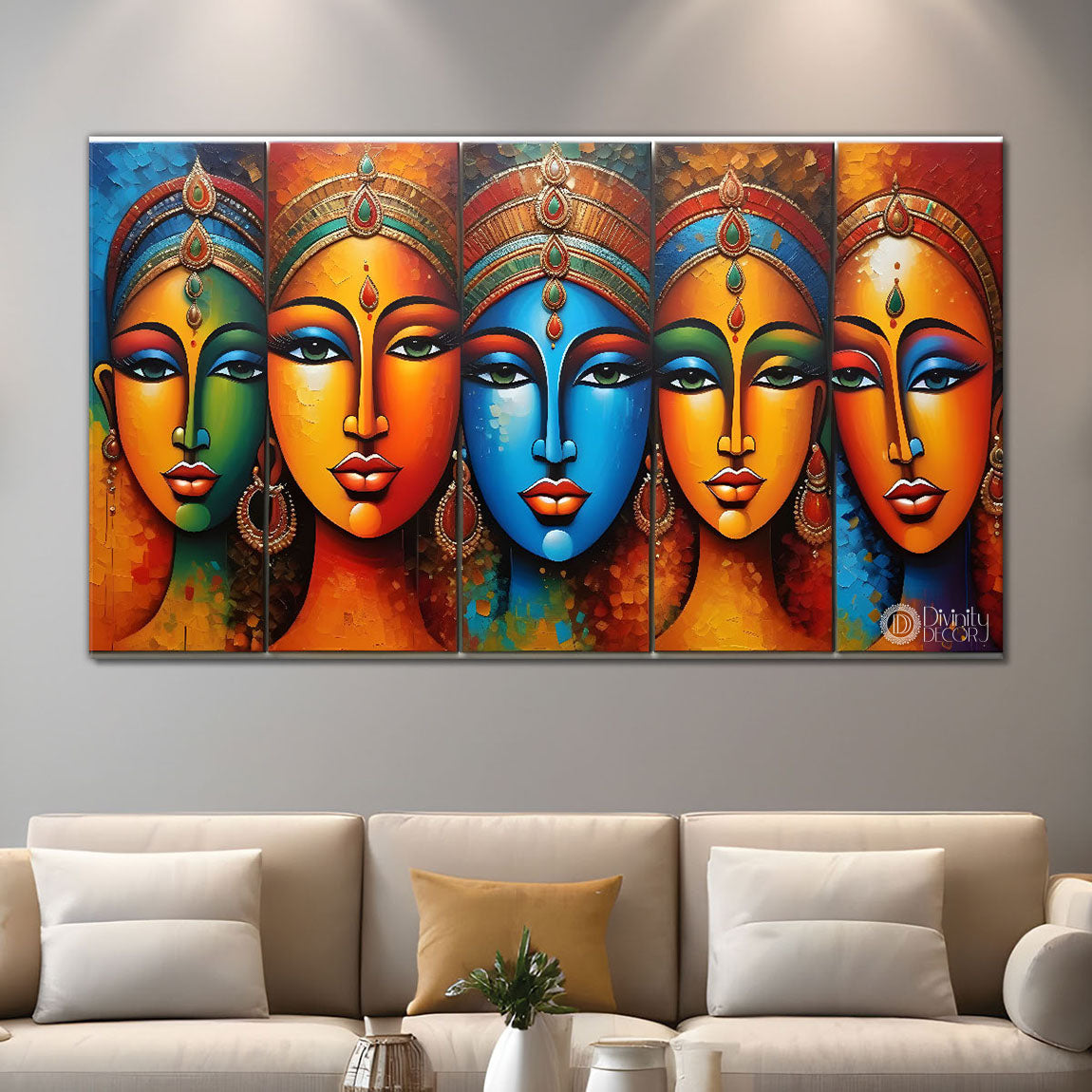 Beautiful tribal women textured modern art Canvas Painting - Design - Modern-L-353