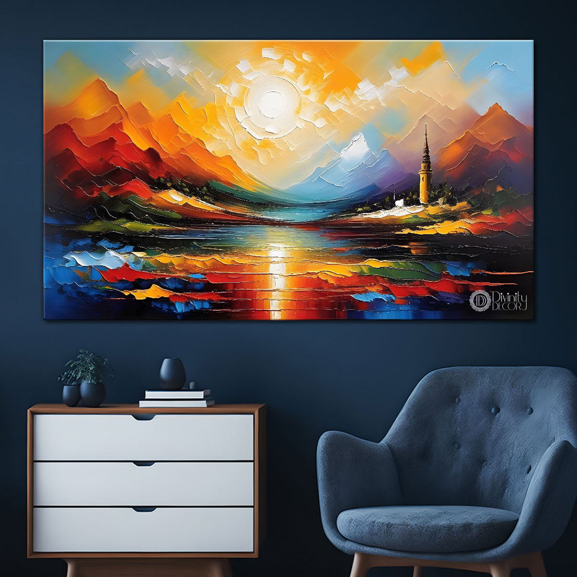 Sunrise view textured painting Canvas Painting - Nature Art -359