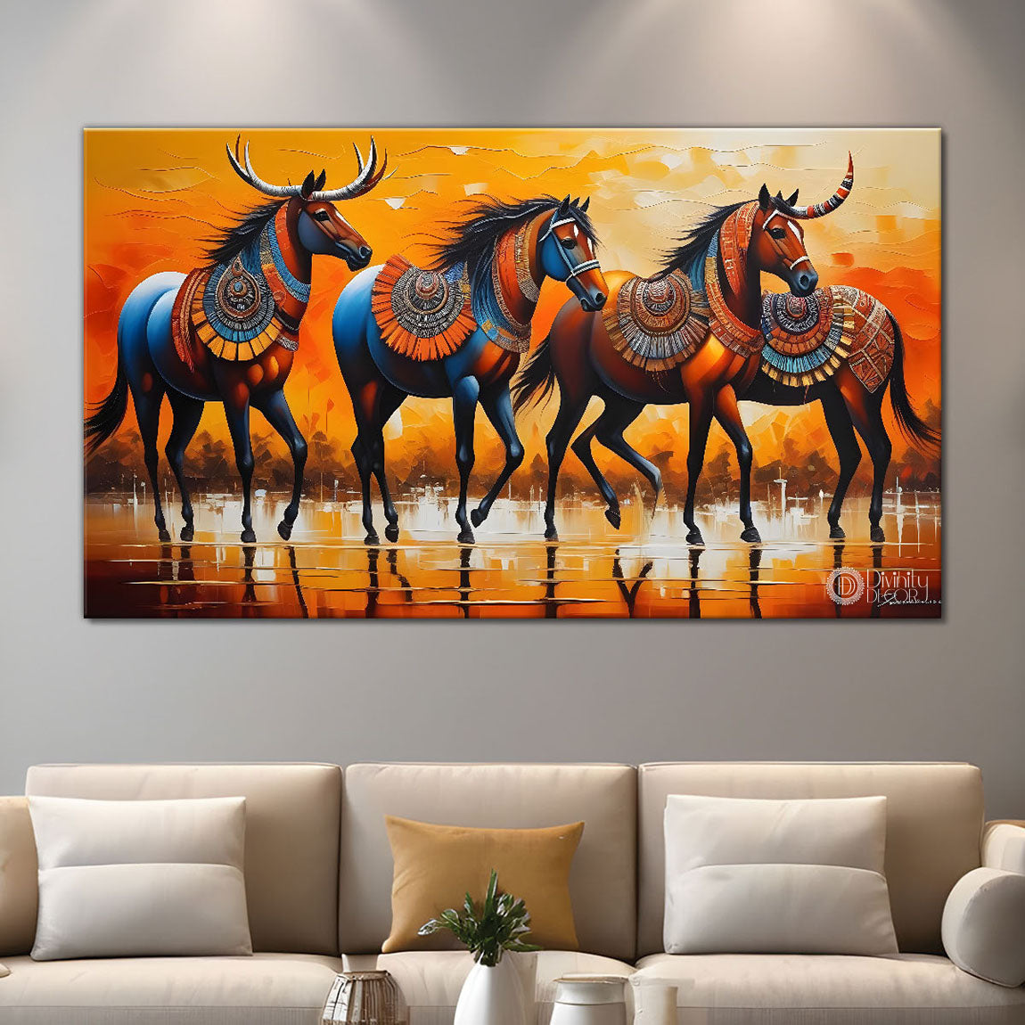 Horse textured modern art Canvas Painting - Design - Modern-L-361