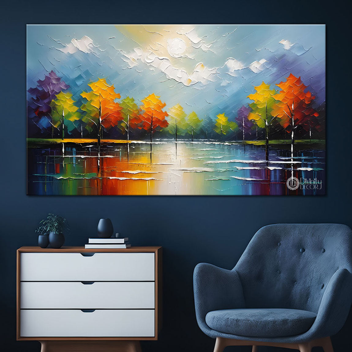 Colorful trees painting Canvas Painting - Nature Art -368