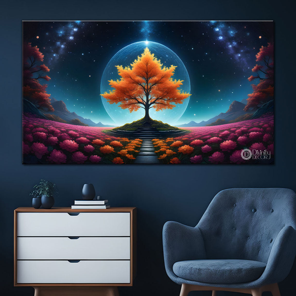 Flowers in the night painting Canvas Painting - Nature Art -370