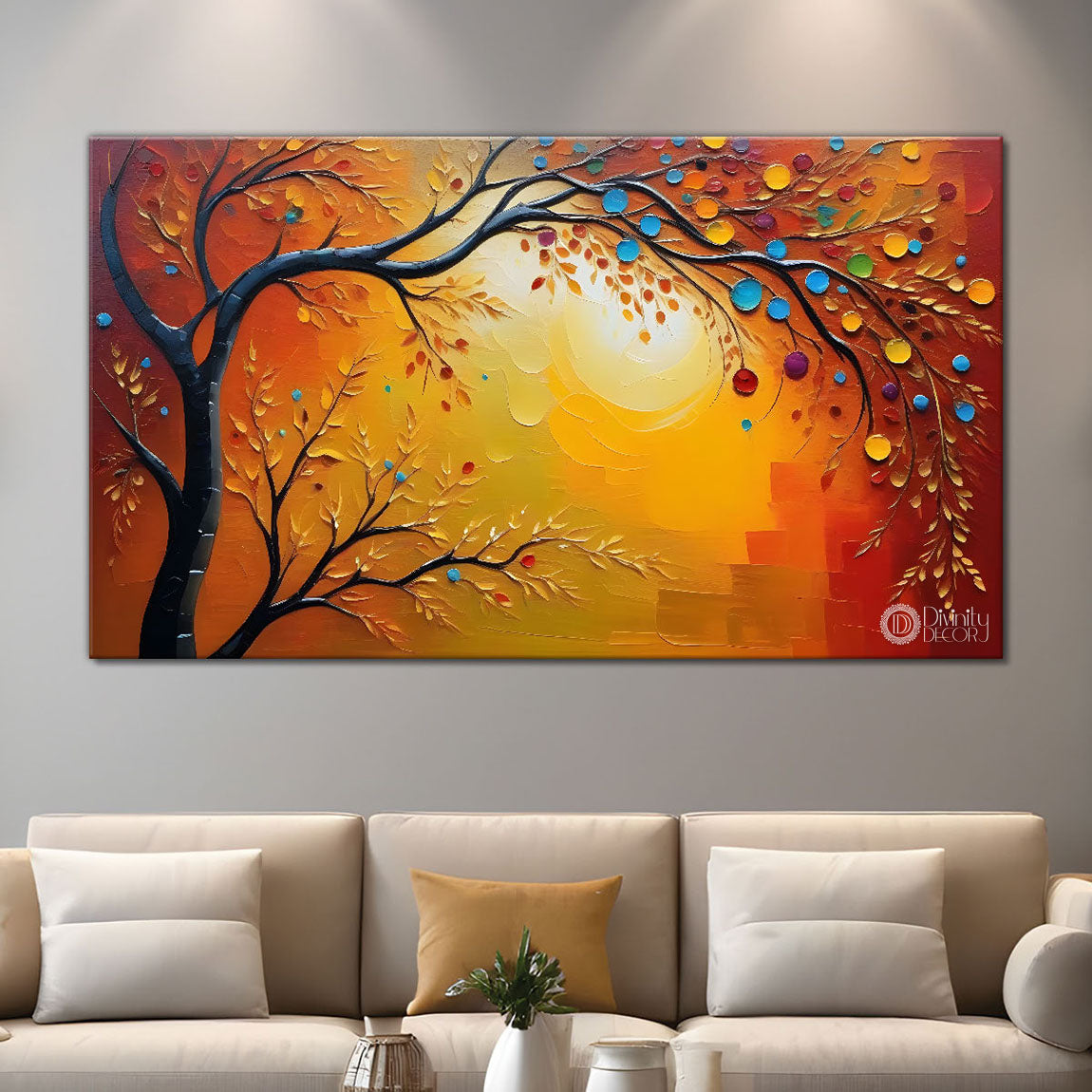 Tree in textured modern art Canvas Painting - Design - Modern-L-371