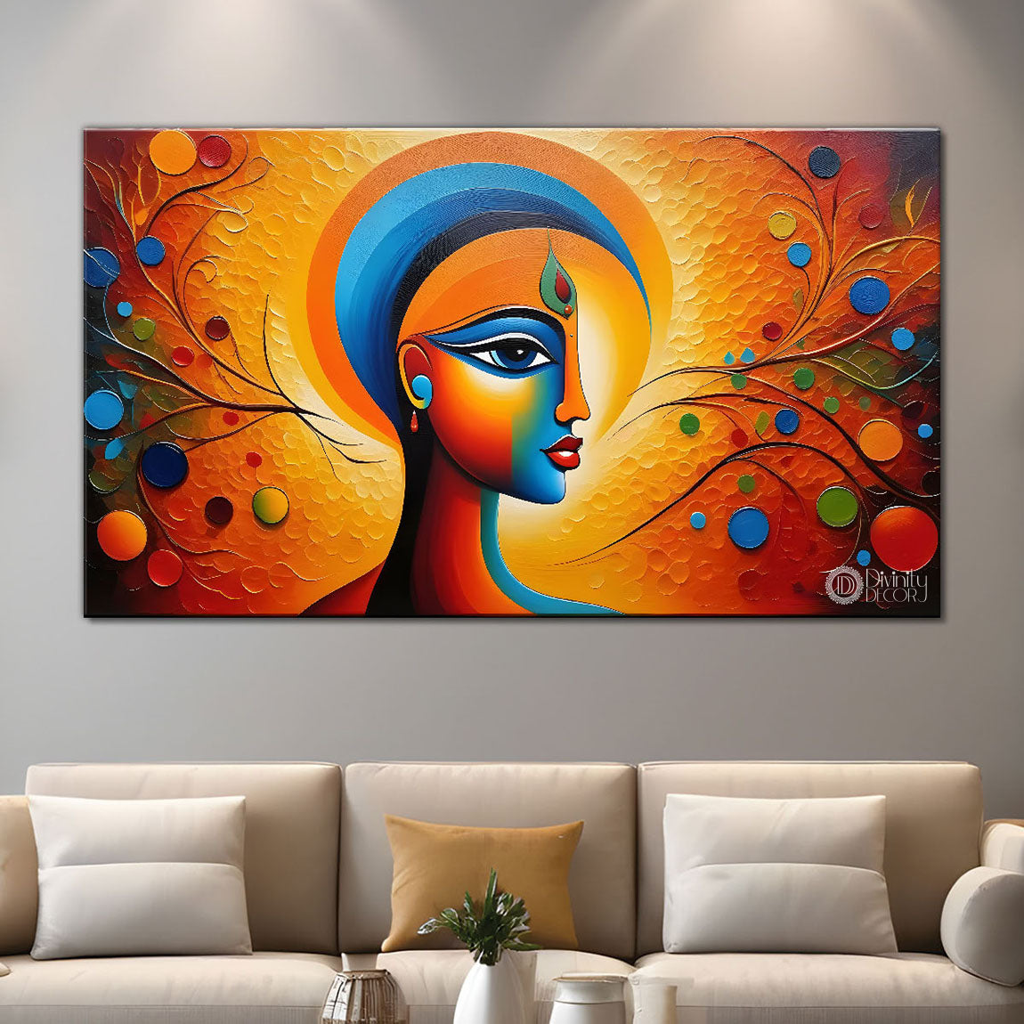 Beautiful woman with colorful background modern art Canvas Painting - Design - Modern-L-372