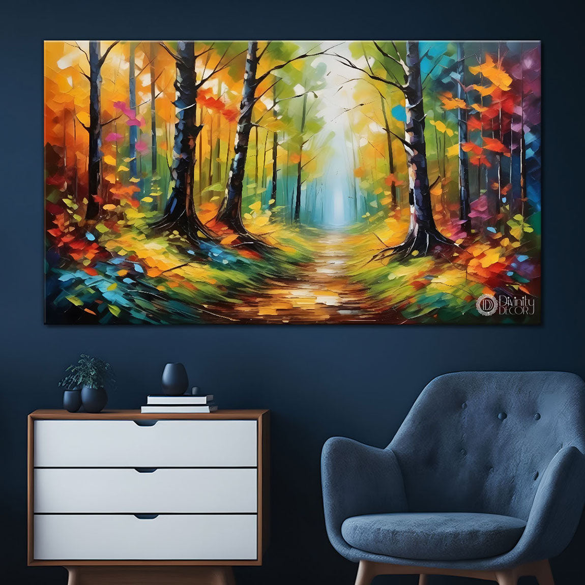 Colorful tree painting Canvas Painting - Nature Art -373