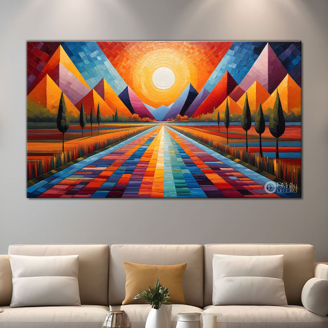Mountains in texture modern art Canvas Painting - Design - Modern-L-375
