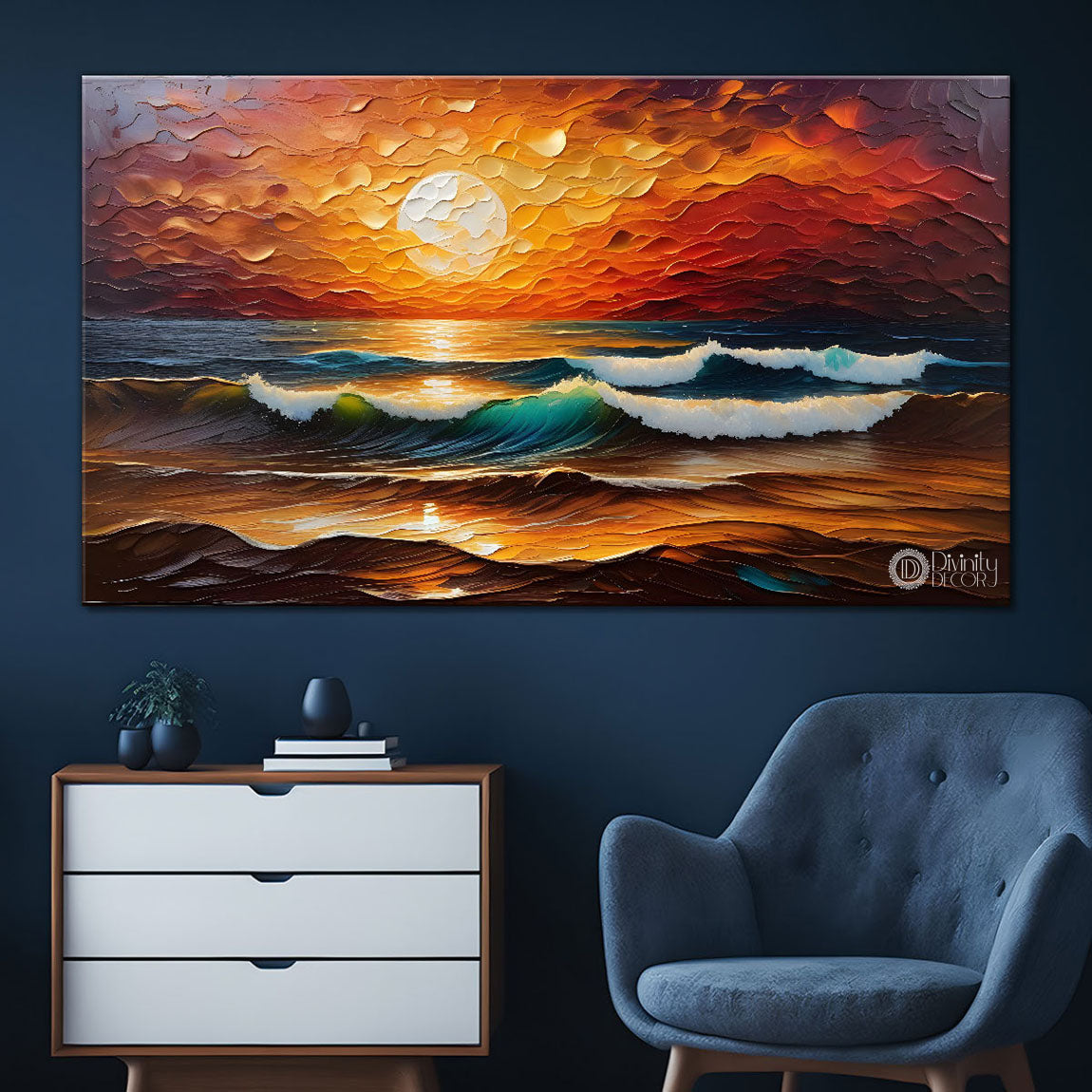 Sunrise view textured painting Canvas Painting - Nature Art -383
