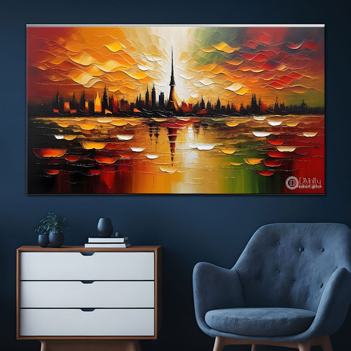 Colorful city textured painting Canvas Painting - Nature Art -384