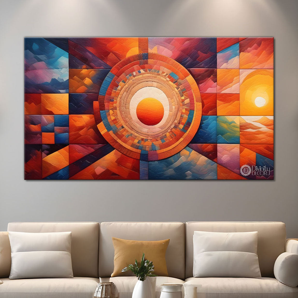 Sunset view textured modern art Canvas Painting - Design - Modern-L-385