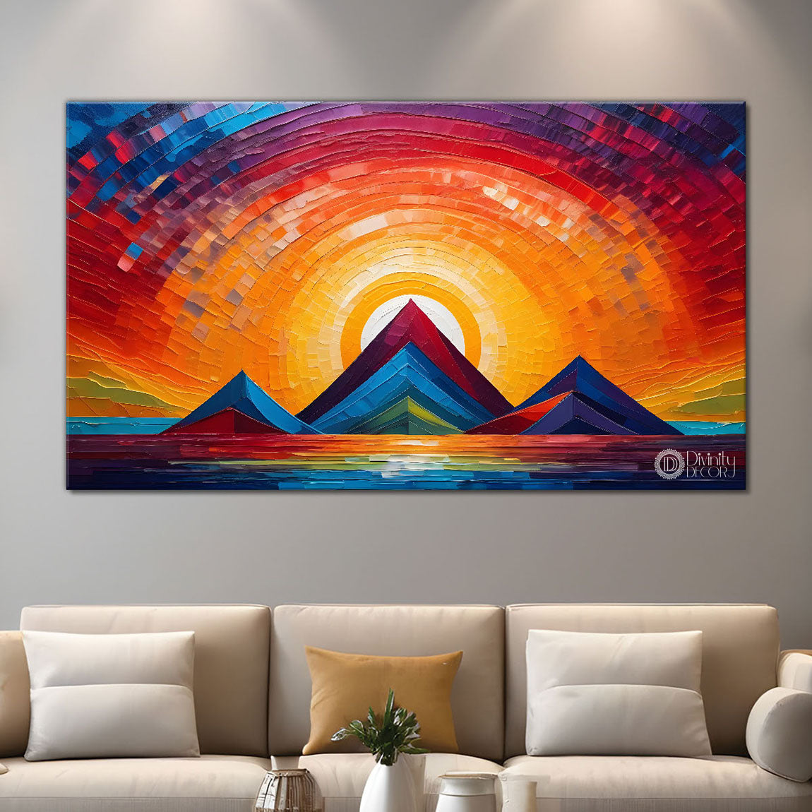 Sunset view textured modern art Canvas Painting - Design - Modern-L-387