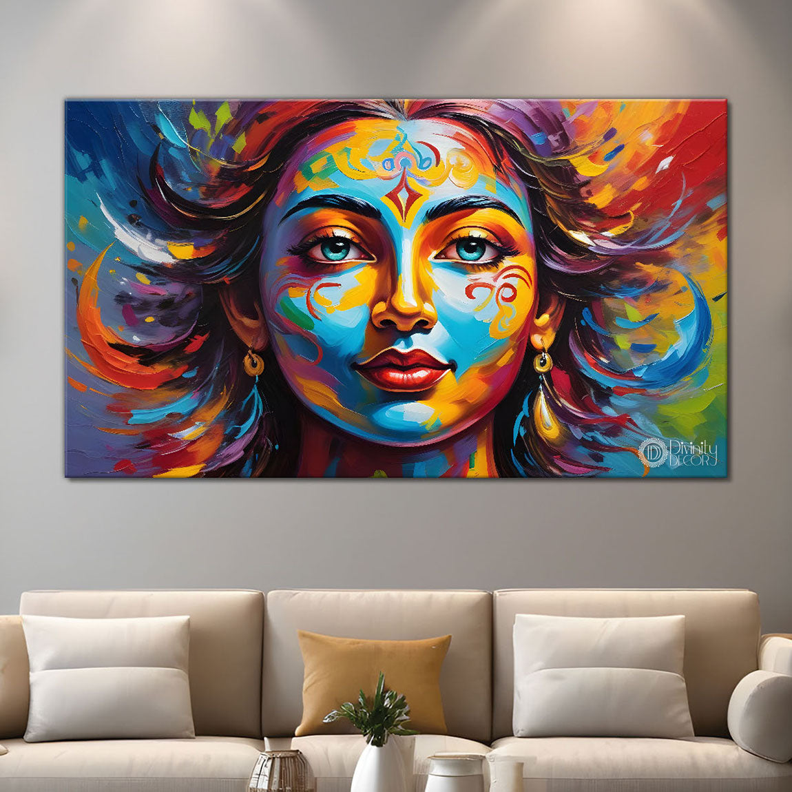 Beauty in brown lady textured modern art Canvas Painting - Design - Modern-L-390