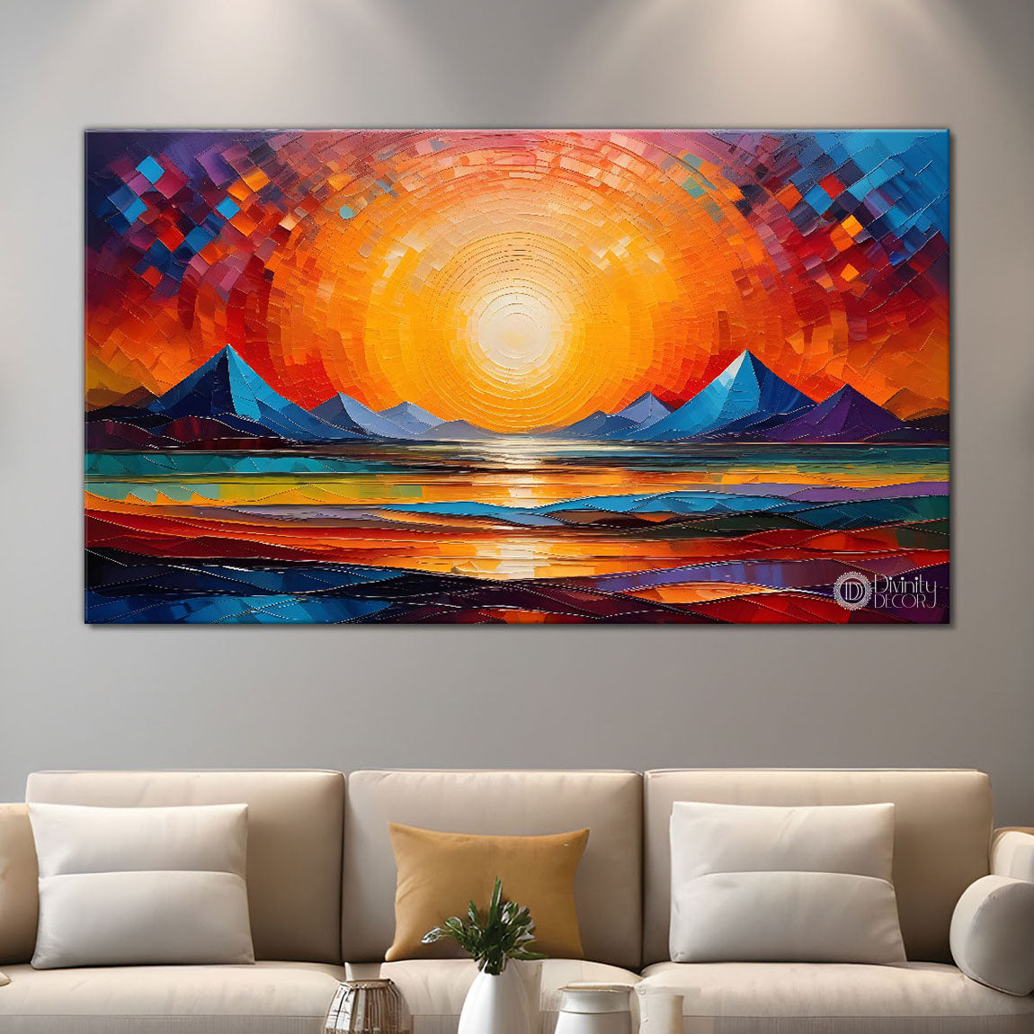 Sunset view textured modern art Canvas Painting - Design - Modern-L-392