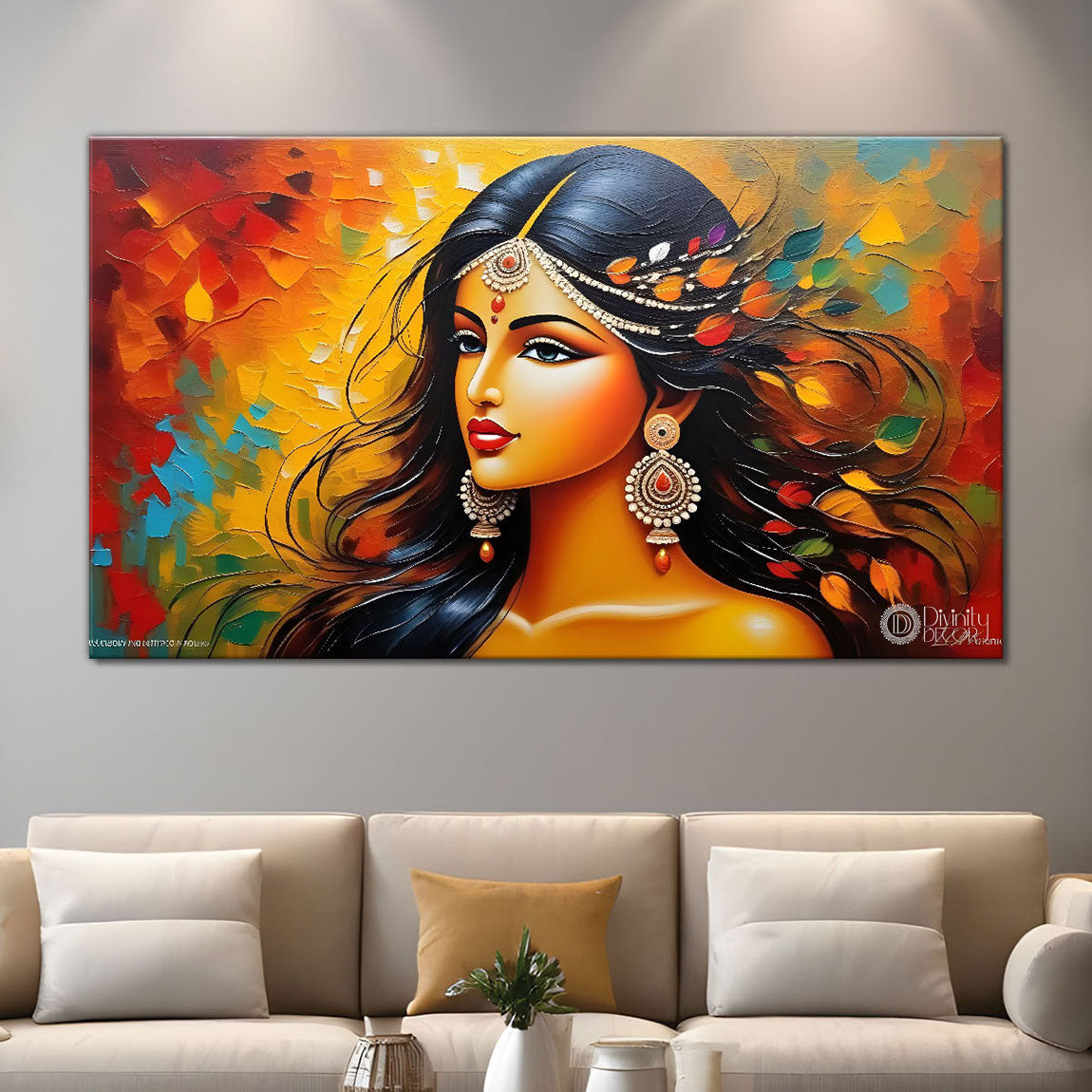 Beauty in brown lady textured modern art Canvas Painting - Design - Modern-L-394