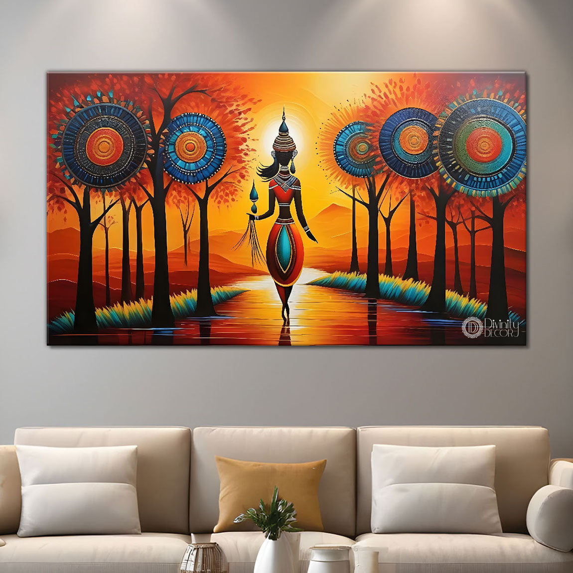 Beautiful woman with colorful background modern art Canvas Painting - Design - Modern-L-396