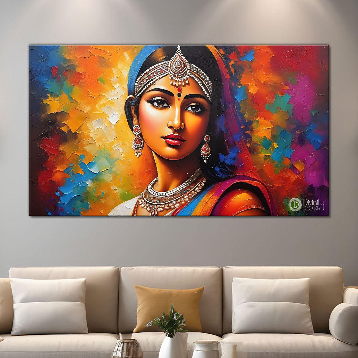 Beauty in brown lady textured modern art Canvas Painting - Design - Modern-L-398