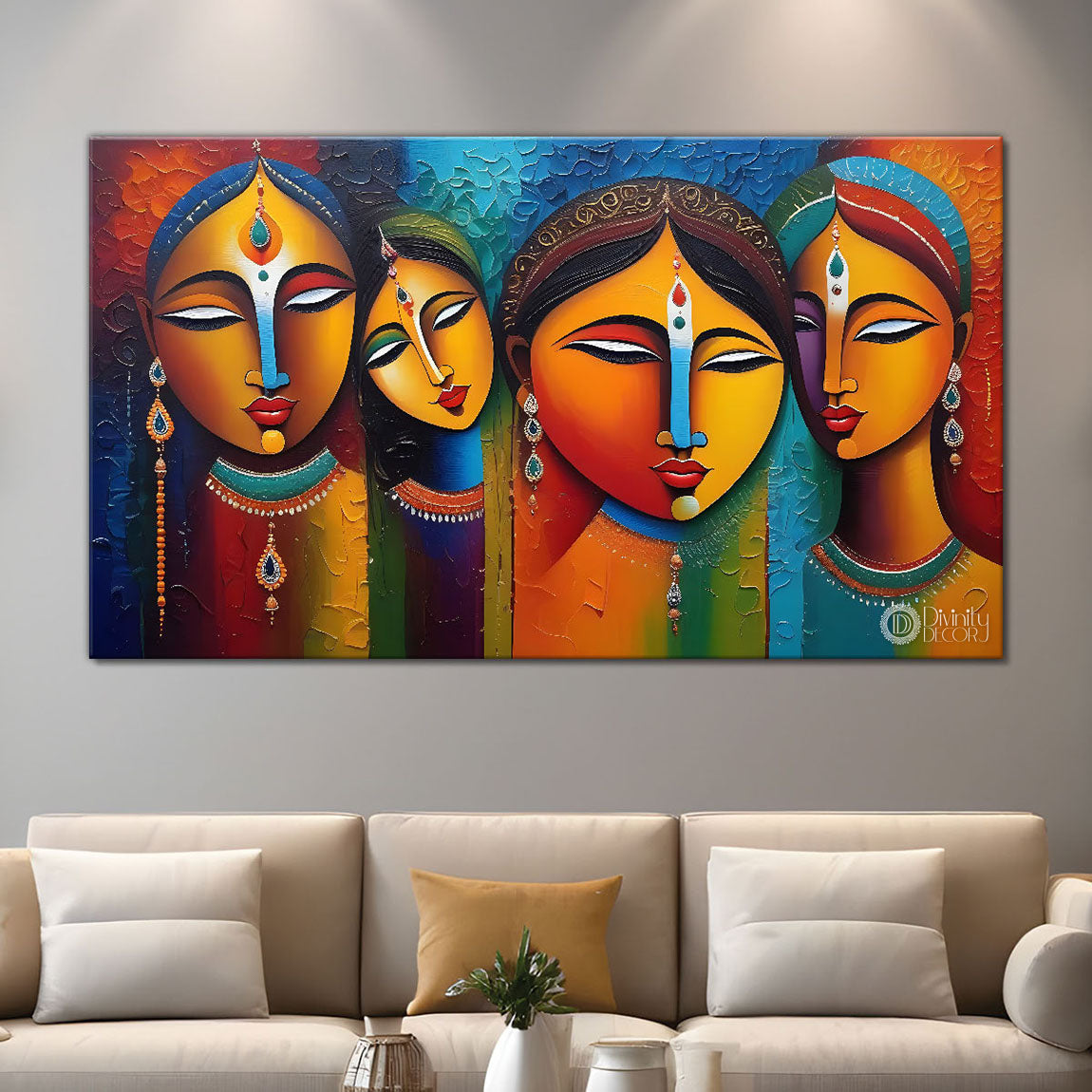 Multiple faces in textured modern art Canvas Painting - Design - Modern-L-400