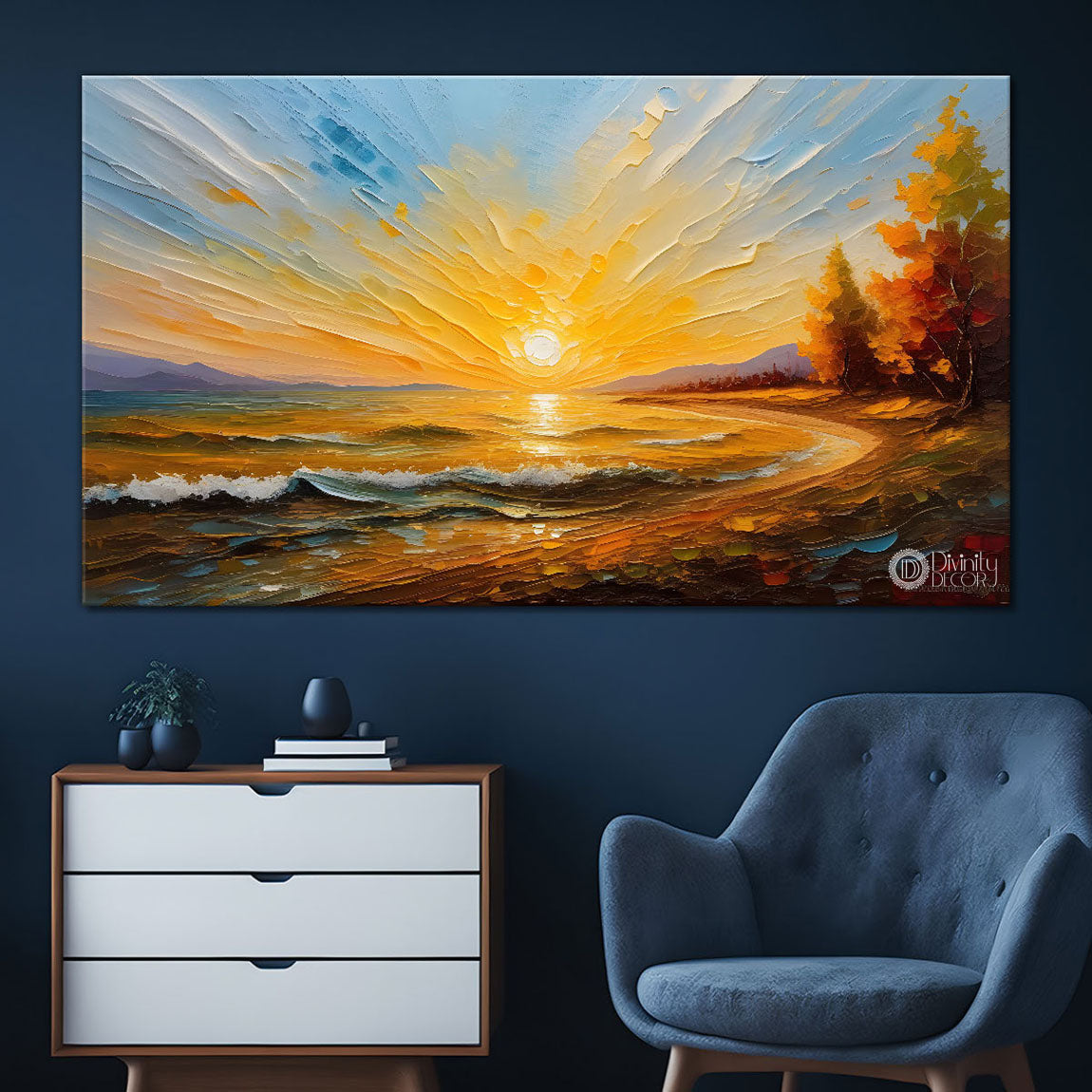 Sea with the sunrise painting Canvas Painting - Nature Art -402