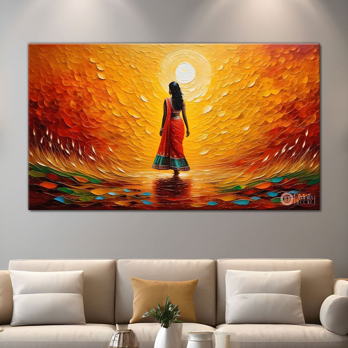 Beauty in brown lady textured modern art Canvas Painting - Design - Modern-L-402