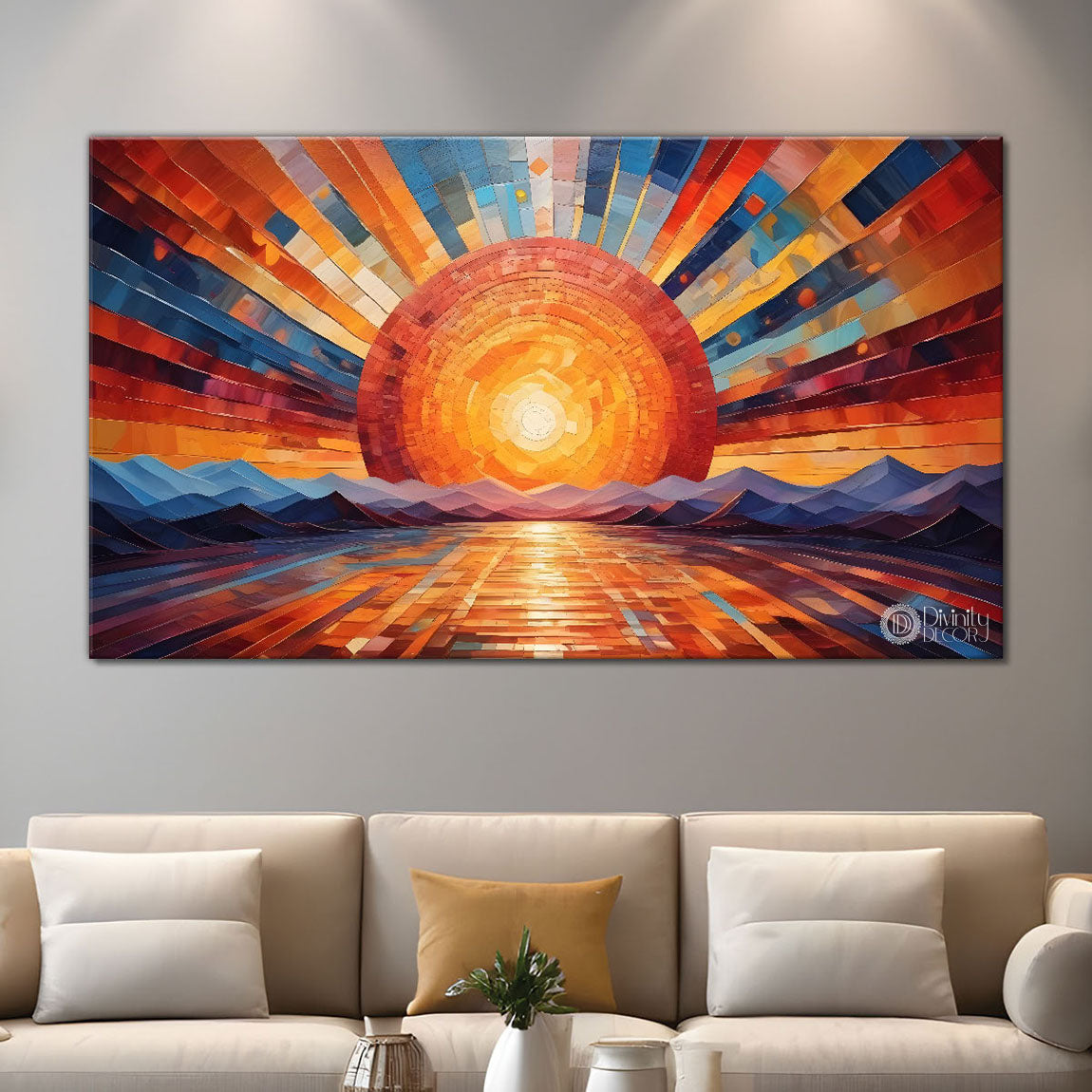 Sunset view textured modern art Canvas Painting - Design - Modern-L-403