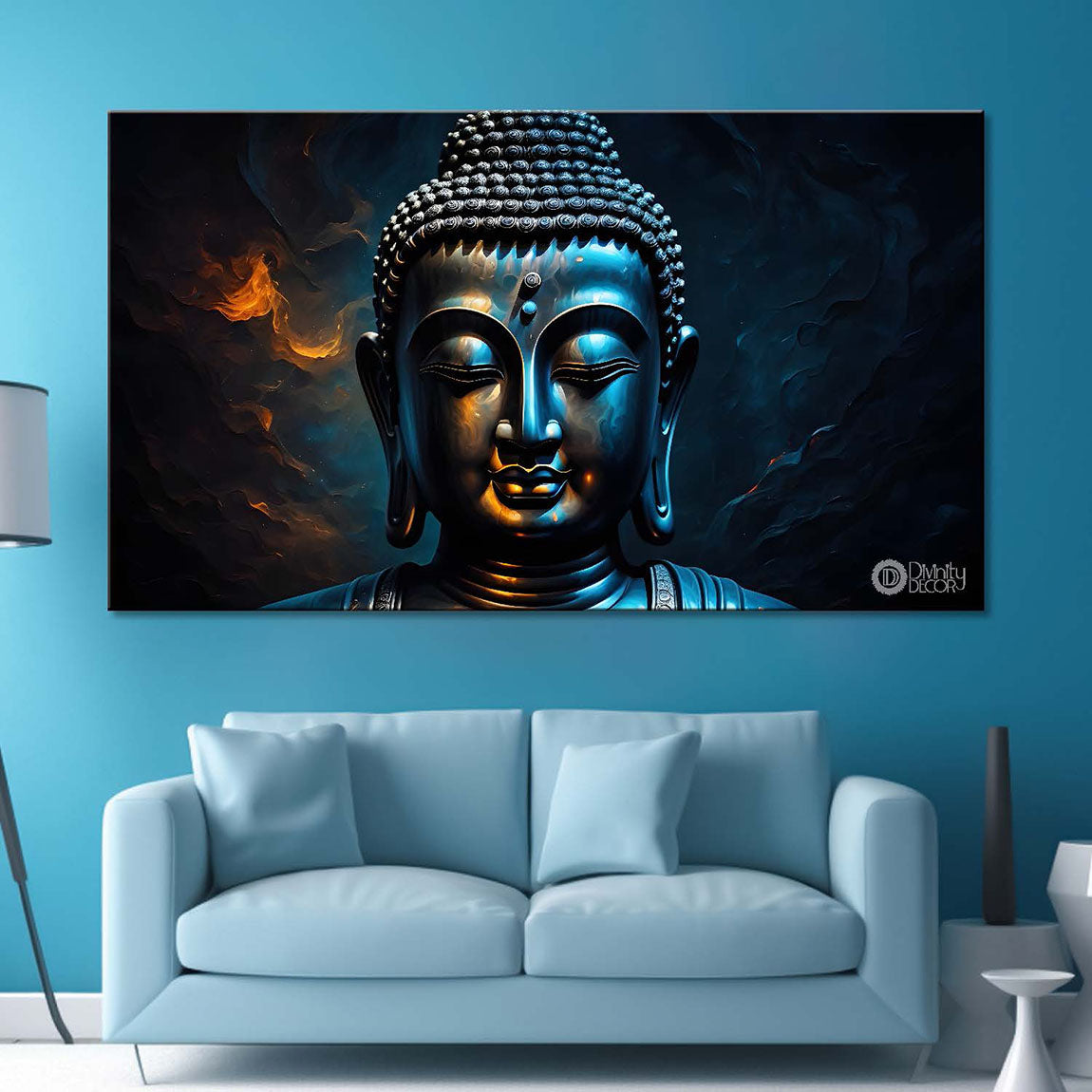 Black buddha with dark background textured art Canvas Wall Painting - Buddha-404