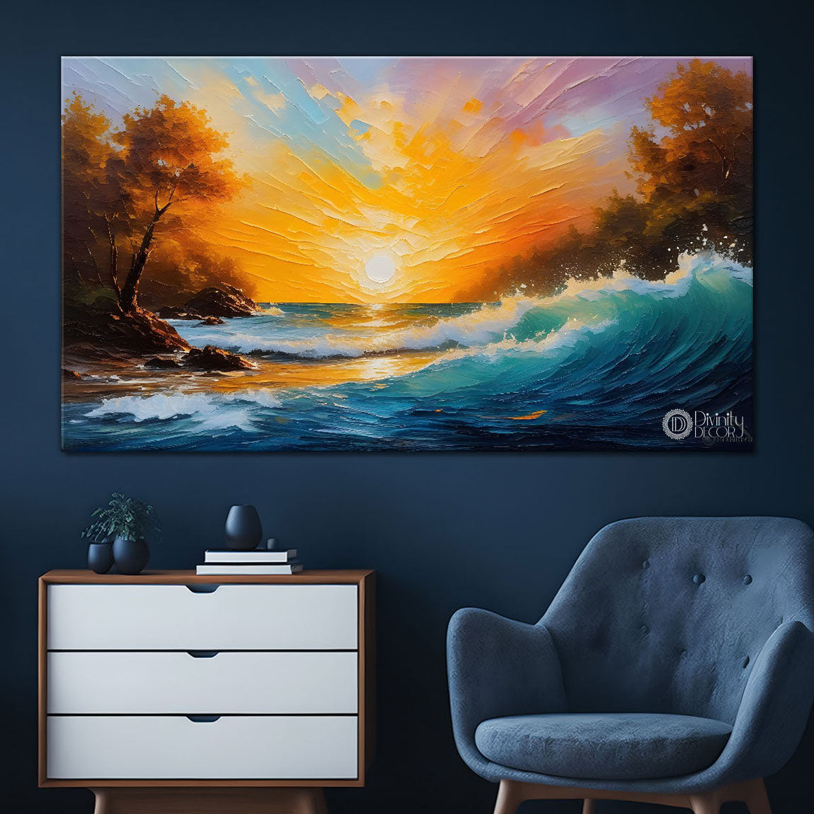 Sea with the sunrise painting Canvas Painting - Nature Art -405