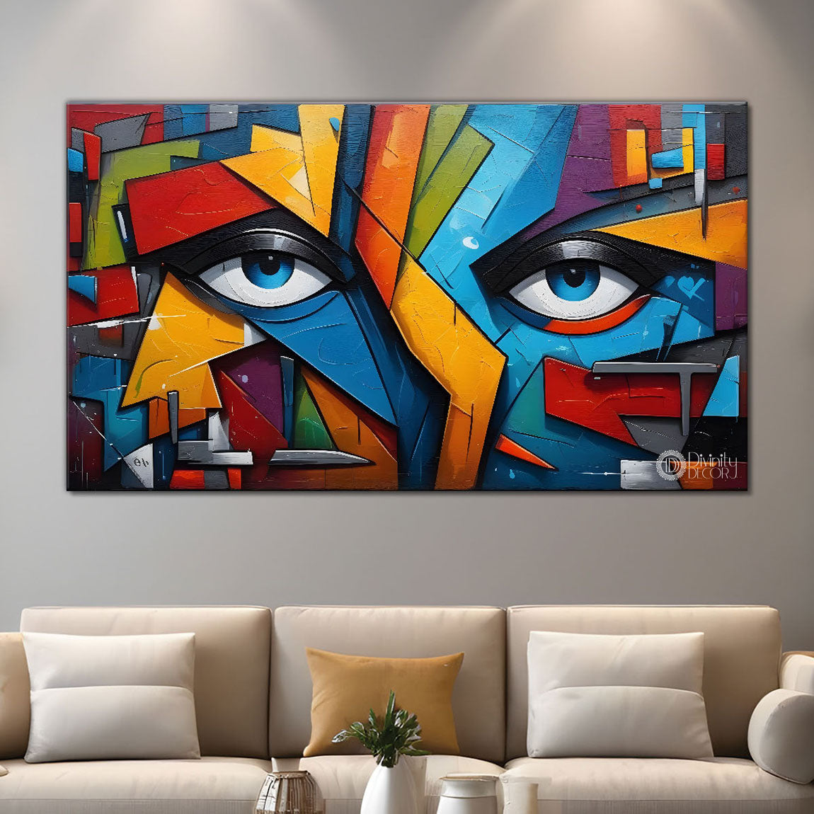 Gematrical pattern with eyes modern art Canvas Painting - Design - Modern-L-411