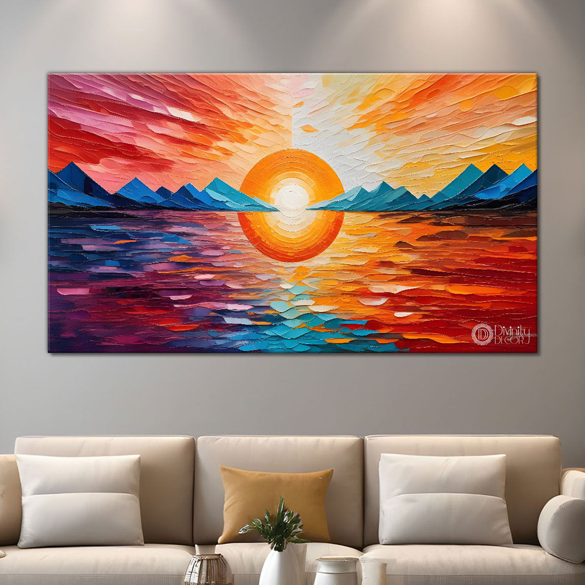 Sunset view textured modern art Canvas Painting - Design - Modern-L-412