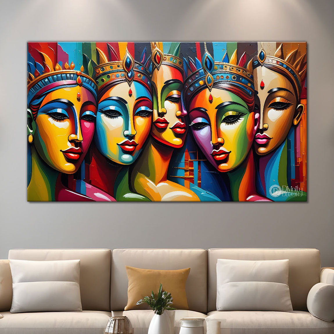 Beautiful tribal women textured modern art Canvas Painting - Design - Modern-L-413