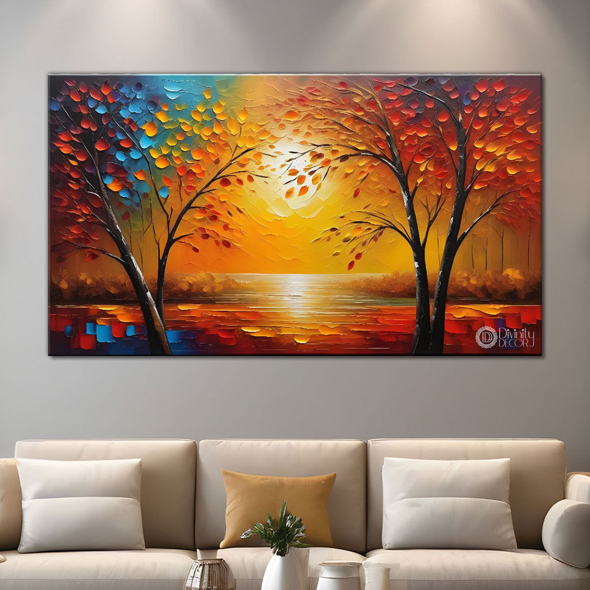 Tree in textured modern art Canvas Painting - Design - Modern-L-417