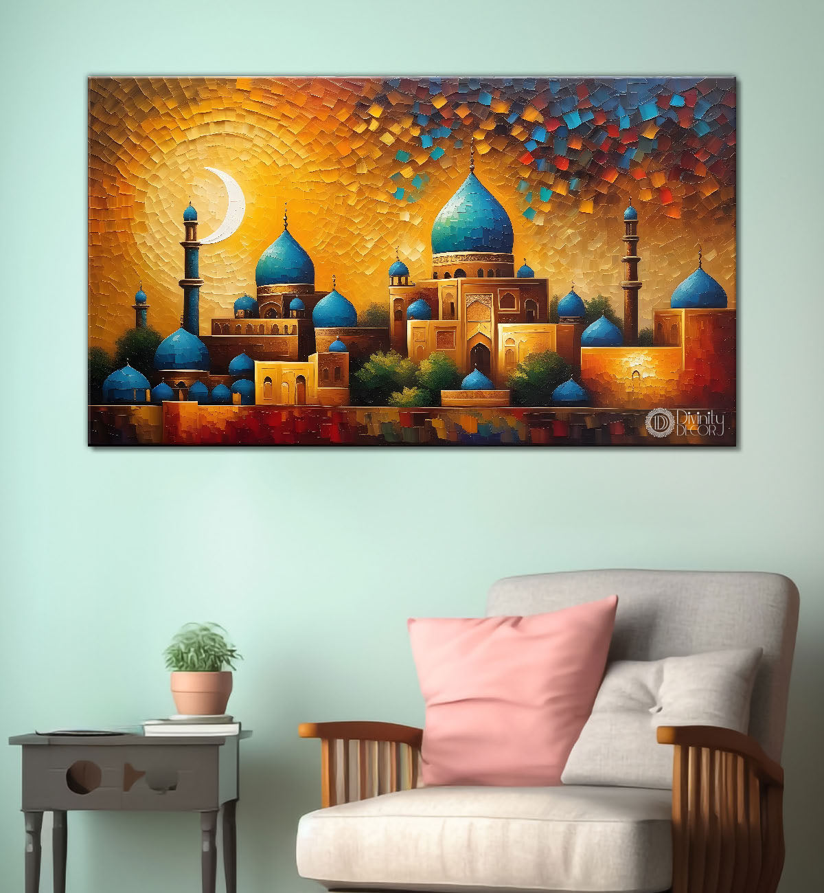 Islamic mosque in bright textured oil painting Canvas Painting - Islamic paintings - 42