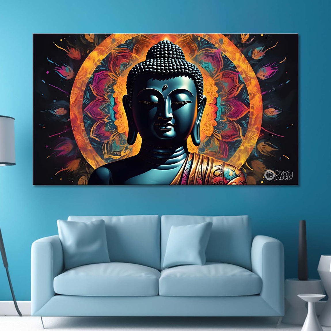 Buddha with colorful background textured painting Canvas Wall Painting - Buddha-420