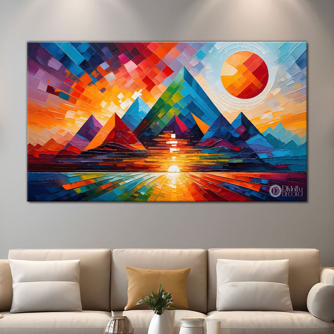 Mountains in texture modern art Canvas Painting - Design - Modern-L-421