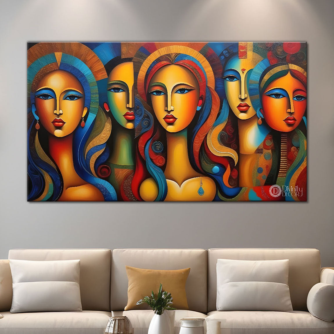 Multiple faces in textured modern art Canvas Painting - Design - Modern-L-423