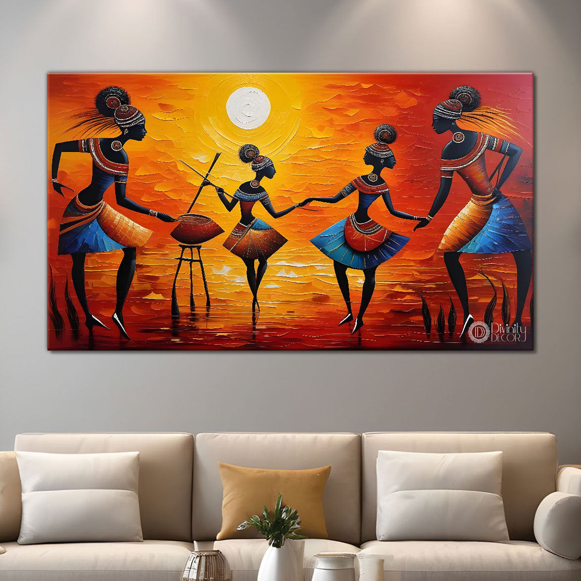 Tribal lady face modern art Canvas Painting - Design - Modern-L-425