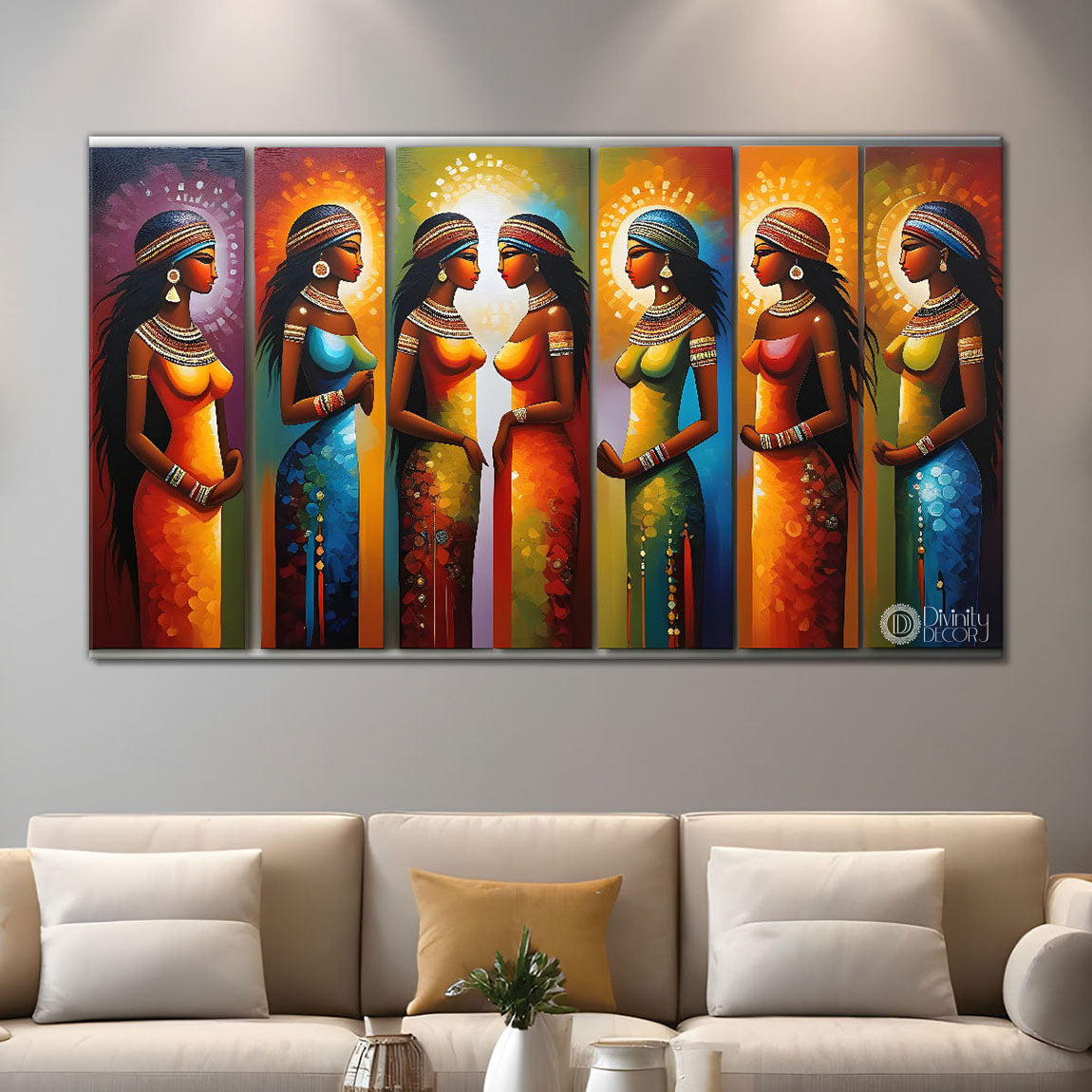 Beautiful tribal women textured modern art Canvas Painting - Design - Modern-L-427