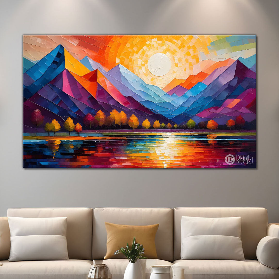 Mountains in texture modern art Canvas Painting - Design - Modern-L-429