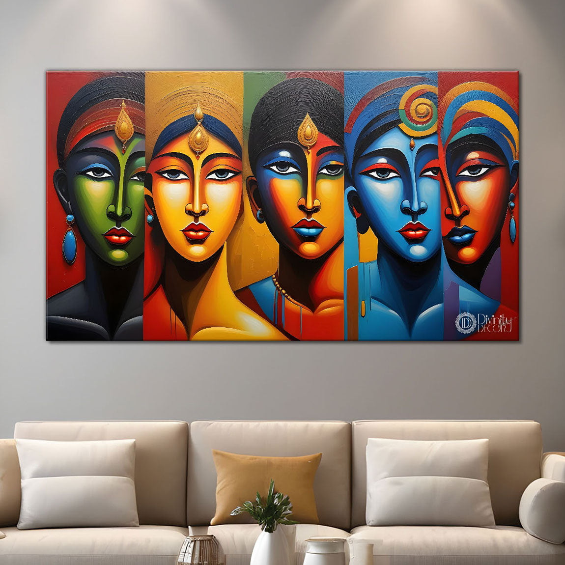 Beautiful tribal women textured modern art Canvas Painting - Design - Modern-L-430