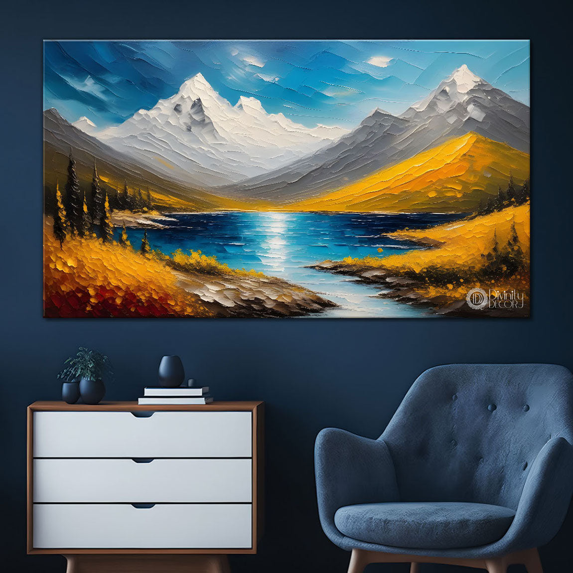Mountains with lake painting Canvas Painting - Nature Art -431