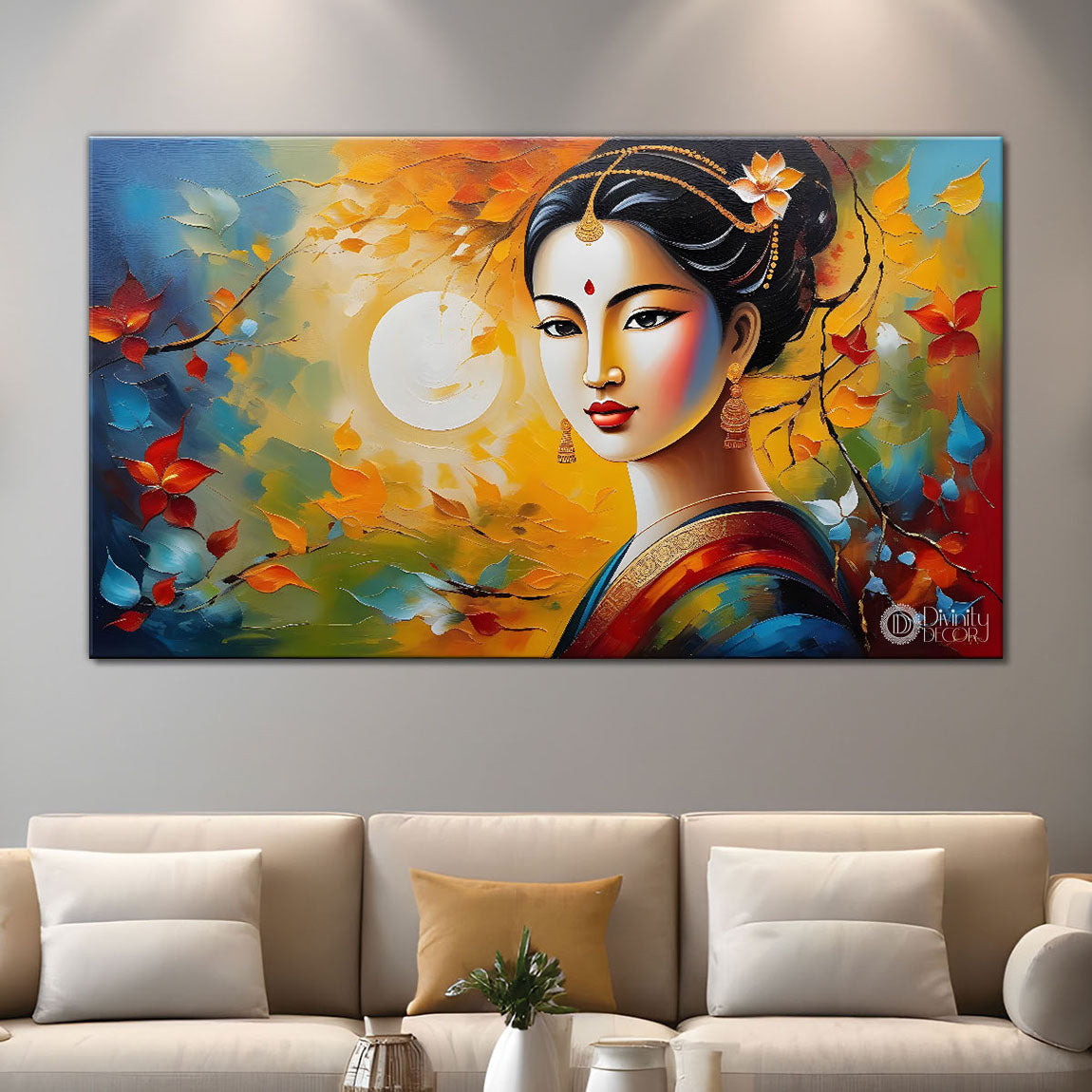 Beautiful women with colorful background modern art Canvas Painting - Design - Modern-L-431