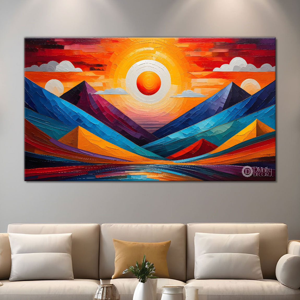 Mountains in texture modern art Canvas Painting - Design - Modern-L-433