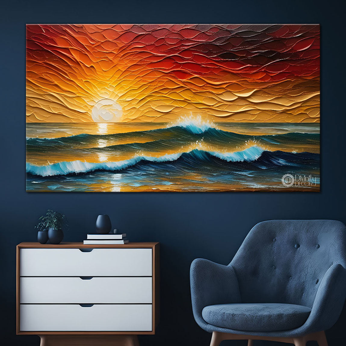 Sunset with the sea painting Canvas Painting - Nature Art -434