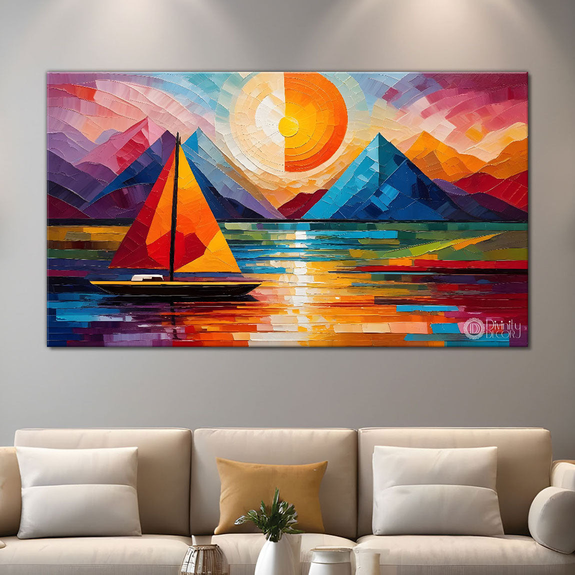 Mountains in texture modern art Canvas Painting - Design - Modern-L-435